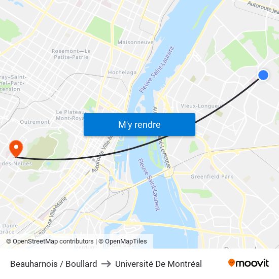 Beauharnois / Boullard to Université De Montréal map