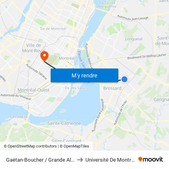 Gaétan-Boucher / Grande Allée to Université De Montréal map