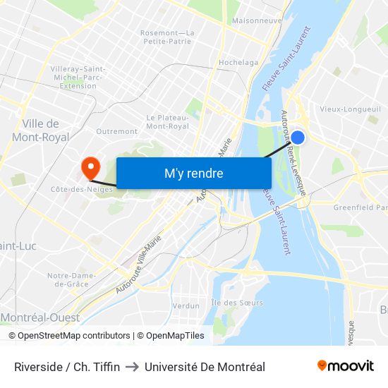 Riverside / Ch. Tiffin to Université De Montréal map