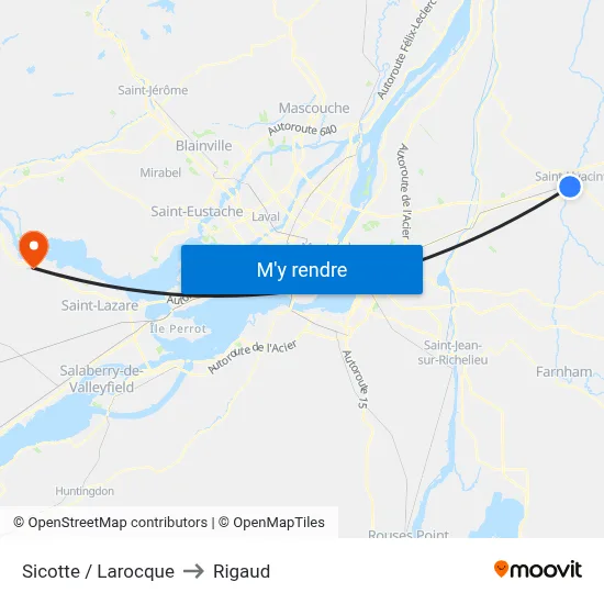 Sicotte / Larocque to Rigaud map