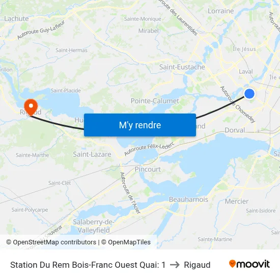 Station Du Rem Bois-Franc Ouest Quai: 1 to Rigaud map
