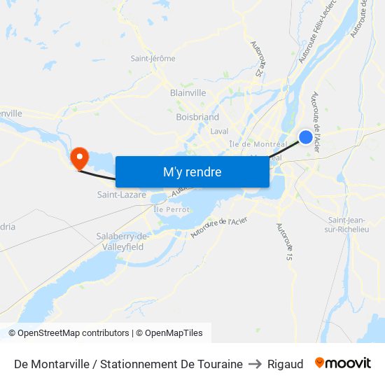 De Montarville / Stationnement De Touraine to Rigaud map
