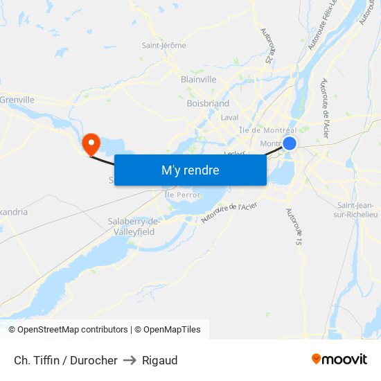 Ch. Tiffin / Durocher to Rigaud map