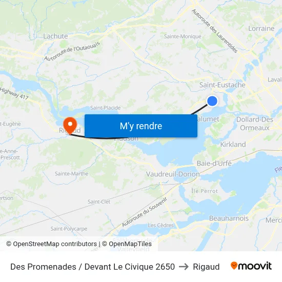 Des Promenades / Devant Le Civique 2650 to Rigaud map