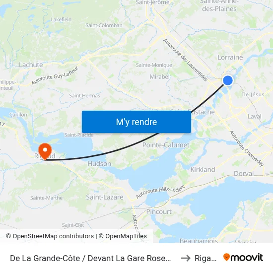 De La Grande-Côte / Devant La Gare Rosemère to Rigaud map
