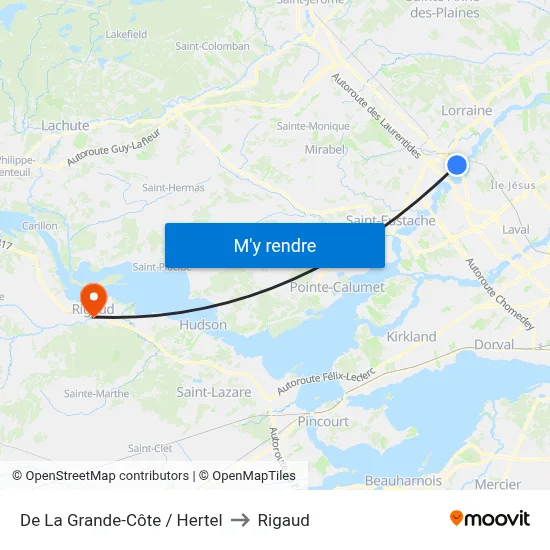 De La Grande-Côte / Hertel to Rigaud map