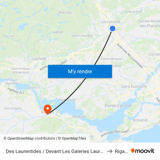 Des Laurentides / Devant Les Galeries Laurentides to Rigaud map