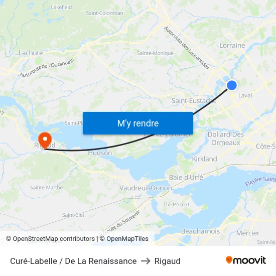 Curé-Labelle / De La Renaissance to Rigaud map