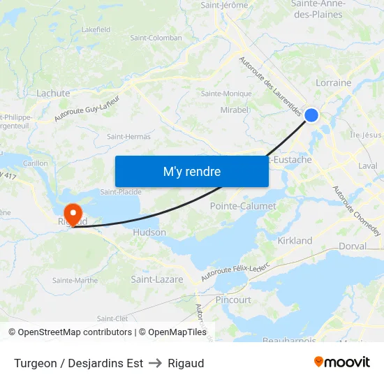 Turgeon / Desjardins Est to Rigaud map