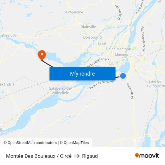 Montée Des Bouleaux / Circé to Rigaud map