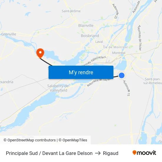 Principale Sud / Devant La Gare Delson to Rigaud map