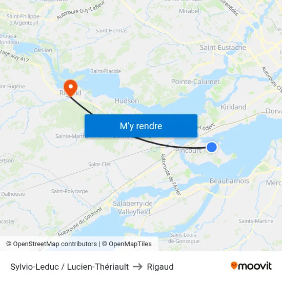 Sylvio-Leduc / Lucien-Thériault to Rigaud map