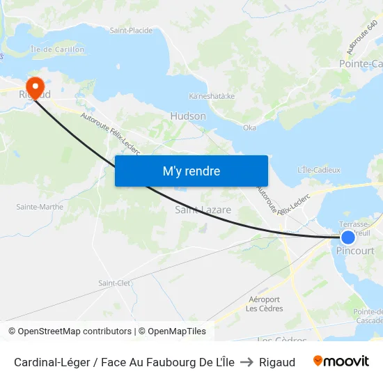 Cardinal-Léger / Face Au Faubourg De L'Île to Rigaud map