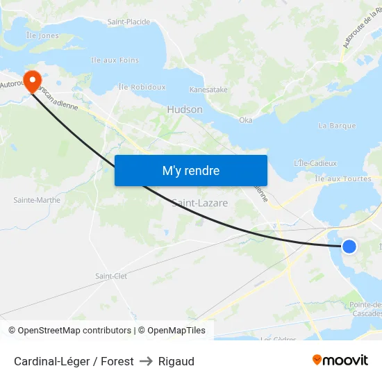 Cardinal-Léger / Forest to Rigaud map