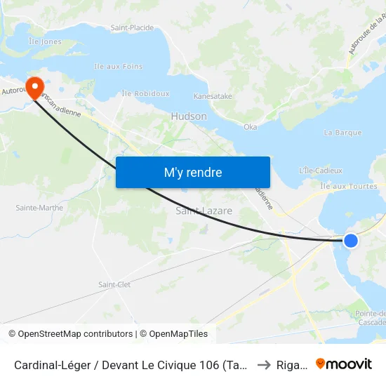 Cardinal-Léger / Devant Le Civique 106 (Tabagie) to Rigaud map