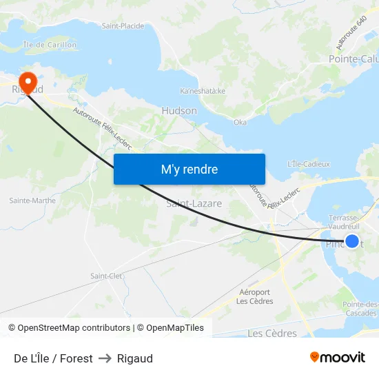De L'Île / Forest to Rigaud map