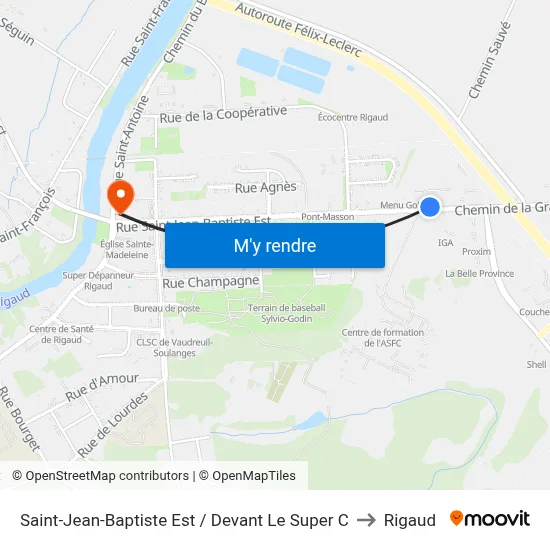Saint-Jean-Baptiste Est / Devant Le Super C to Rigaud map