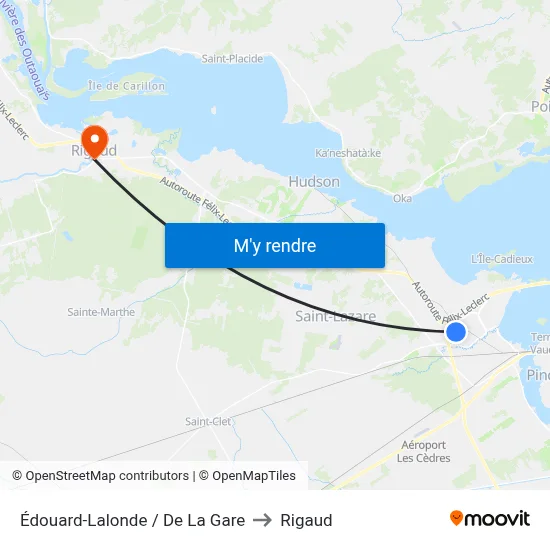 Édouard-Lalonde / De La Gare to Rigaud map