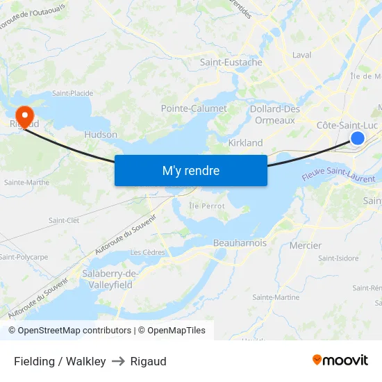 Fielding / Walkley to Rigaud map