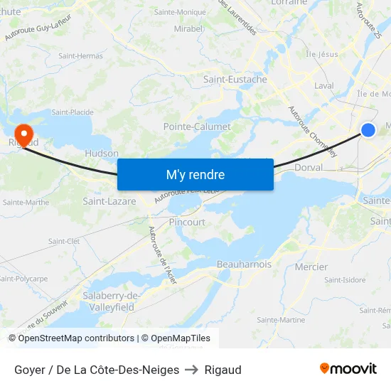 Goyer / De La Côte-Des-Neiges to Rigaud map