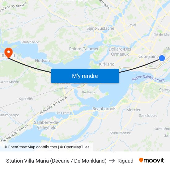 Station Villa-Maria (Décarie / De Monkland) to Rigaud map