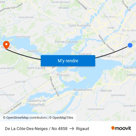 De La Côte-Des-Neiges / No 4858 to Rigaud map