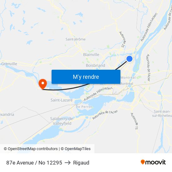 87e Avenue / No 12295 to Rigaud map