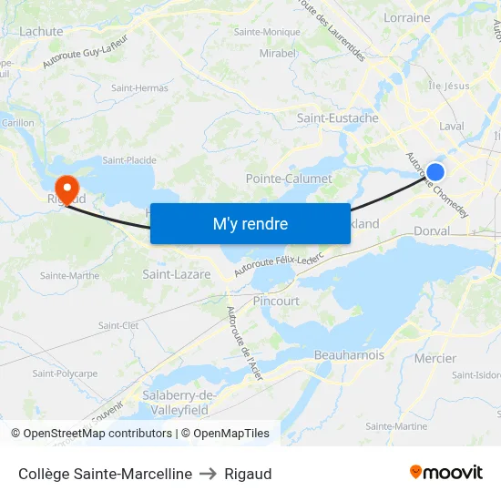 Collège Sainte-Marcelline to Rigaud map