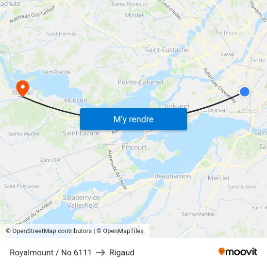 Royalmount / No 6111 to Rigaud map