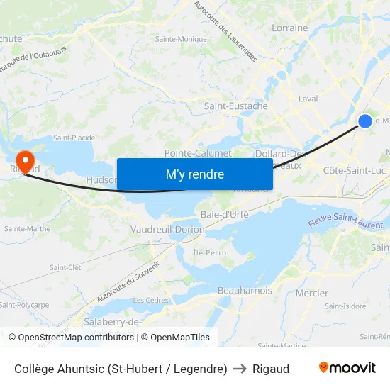 Collège Ahuntsic (St-Hubert / Legendre) to Rigaud map