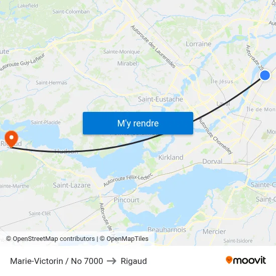 Marie-Victorin / No 7000 to Rigaud map