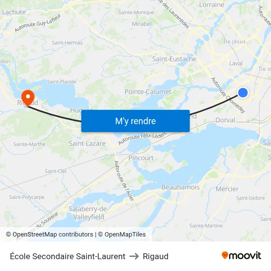 École Secondaire Saint-Laurent to Rigaud map