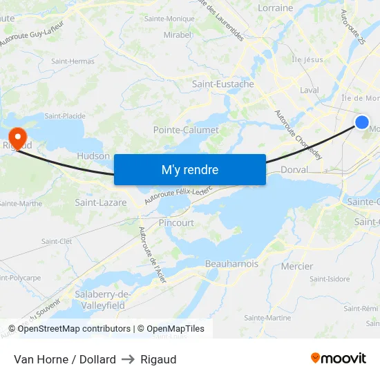 Van Horne / Dollard to Rigaud map