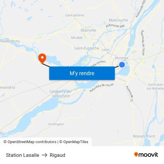 Station Lasalle to Rigaud map