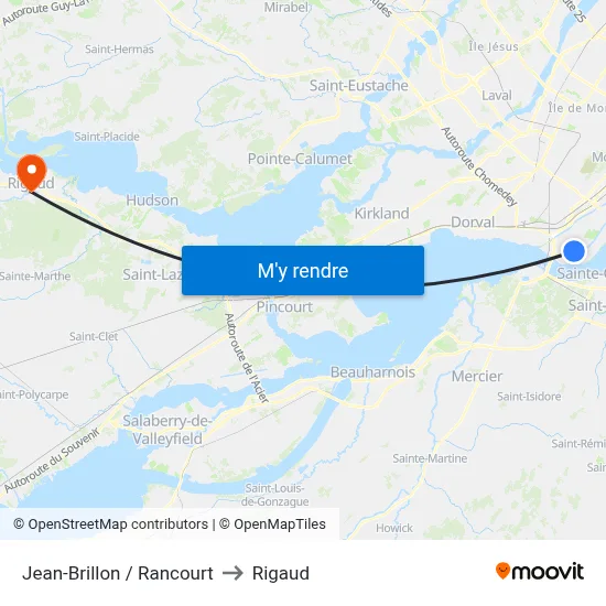 Jean-Brillon / Rancourt to Rigaud map