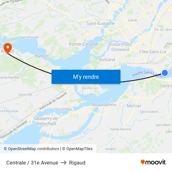 Centrale / 31e Avenue to Rigaud map