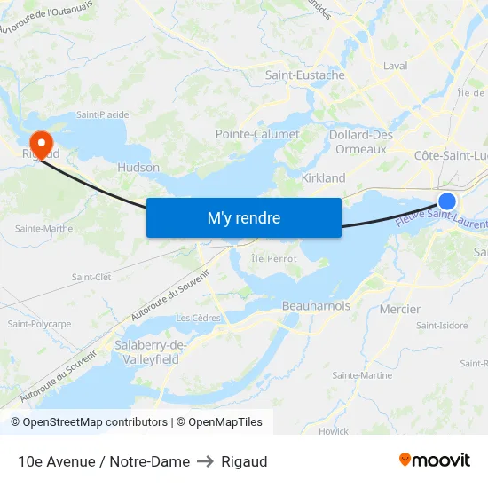 10e Avenue / Notre-Dame to Rigaud map