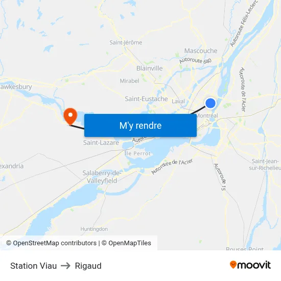 Station Viau to Rigaud map