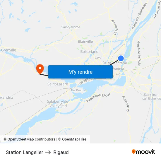Station Langelier to Rigaud map