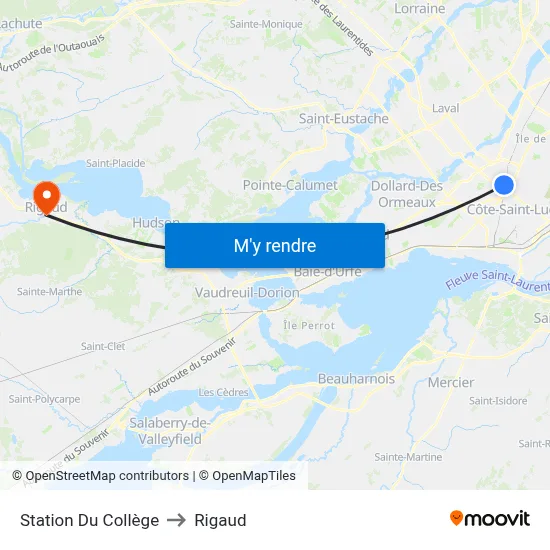 Station Du Collège to Rigaud map