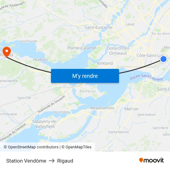 Station Vendôme to Rigaud map
