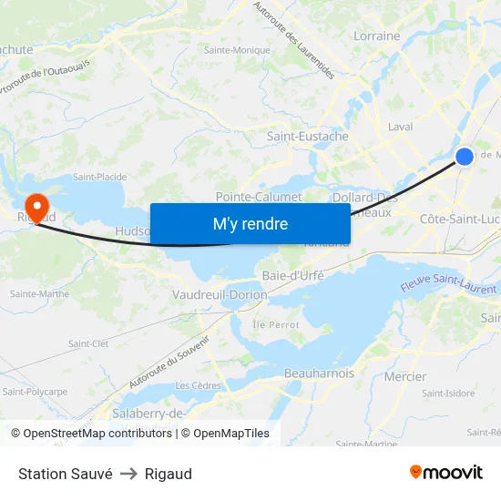 Station Sauvé to Rigaud map