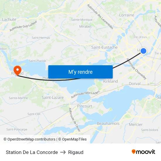 Station De La Concorde to Rigaud map
