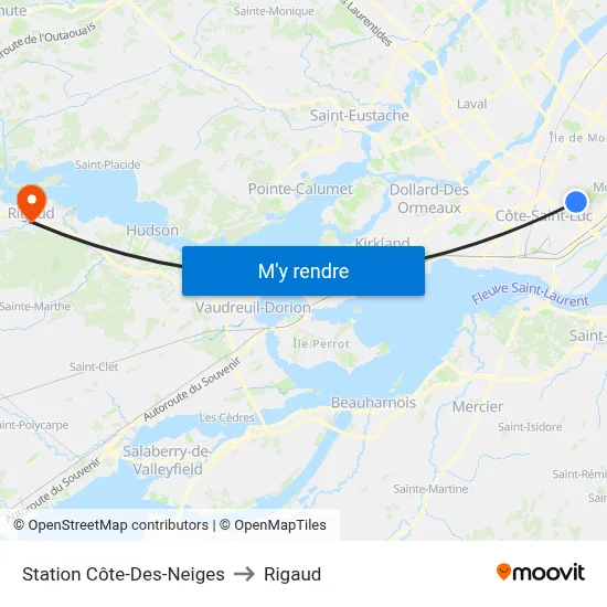 Station Côte-Des-Neiges to Rigaud map