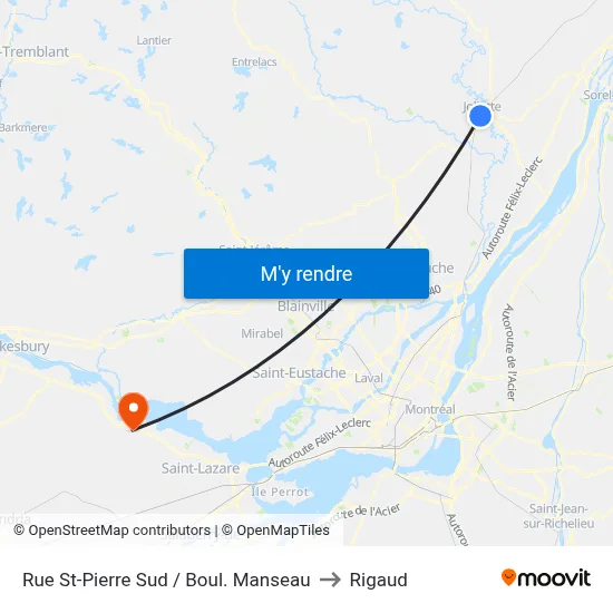 Rue St-Pierre Sud / Boul. Manseau to Rigaud map