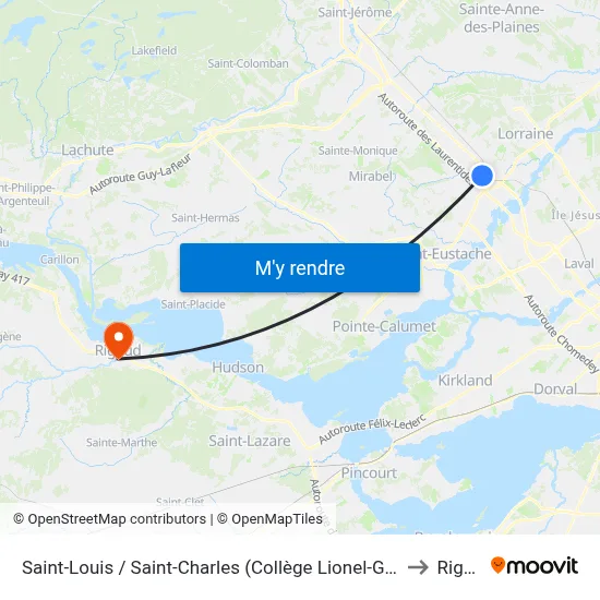 Saint-Louis / Saint-Charles (Collège Lionel-Groulx) - Quai 2 to Rigaud map