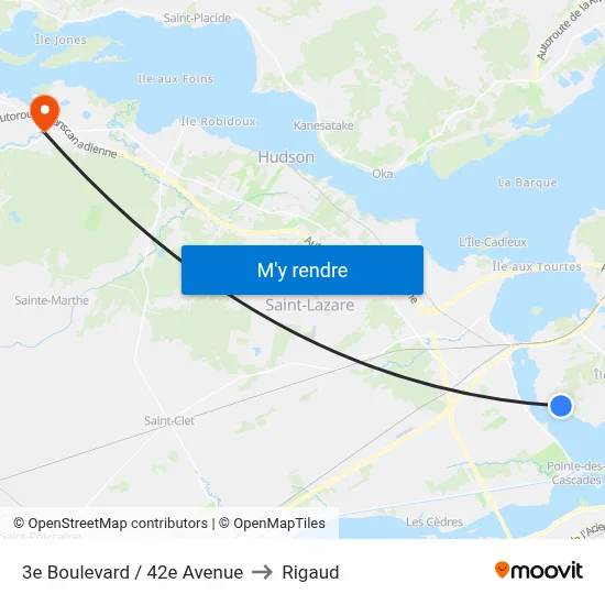 3e Boulevard / 42e Avenue to Rigaud map