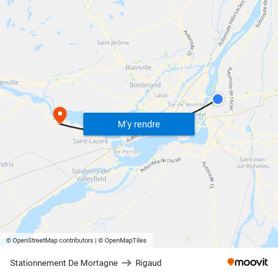 Stationnement De Mortagne to Rigaud map