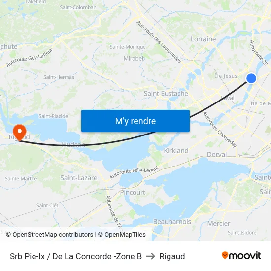 Srb Pie-Ix / De La Concorde -Zone B to Rigaud map