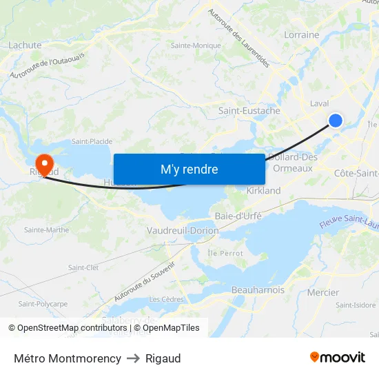 Métro Montmorency to Rigaud map
